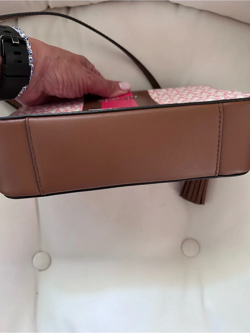 Michael Kors Pink Signature Stripe Crossbody Bag